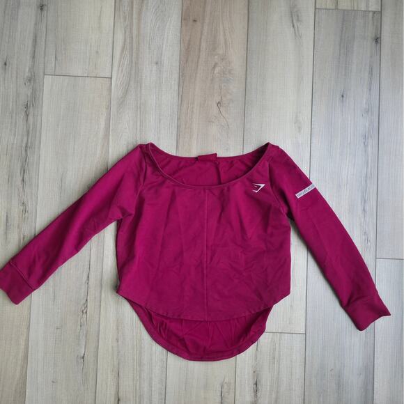 Gymshark Nikki Blackketter Wine Long Sleeve Mesh Back Crop Top Women Sz M - Picture 3 of 9